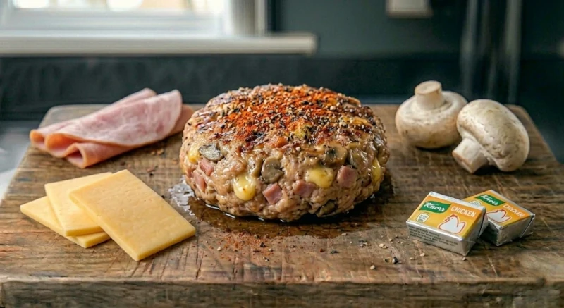Ham Cheese Mushroom Chicken Burger